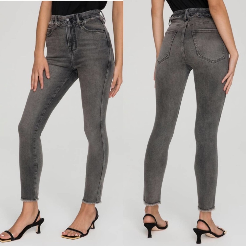 Good American Good Curve Frayed Ankle Skinny Jeans Women’s 12/ 31